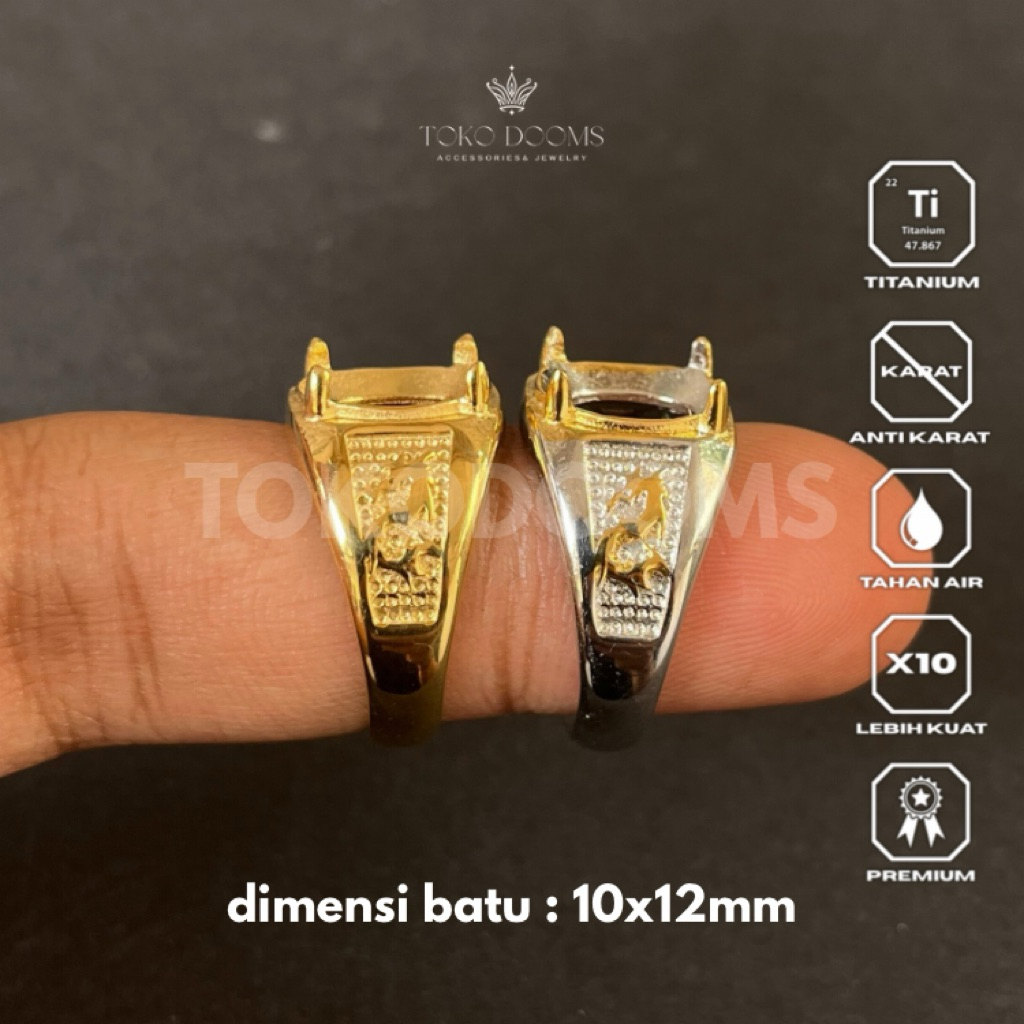 cincin ring emban cakar naga [TITANIUM] 10x12 elegan super halus super istimewa