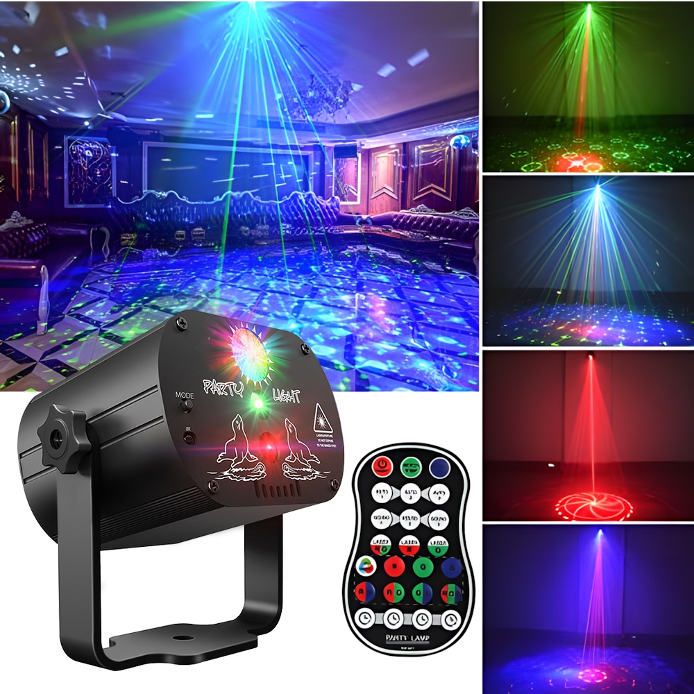 HFF Lampu Disco Laser DJ Remote Control Lighting Lampu Panggung Lampu Disco Laser Ikut Musik Suara