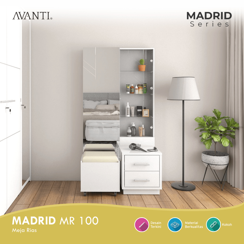 Meja Rias Kaca Minimalis Madrid MR 100 - AVANTI Furniture