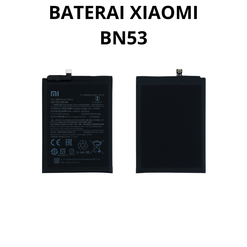 BATERAI BATTERY XIAOMI BN53 XIAOMI REDMI NOTE 9 PRO / REDMI NOTE 10 PRO DOUBEL [IC POWER] ORIGINAL