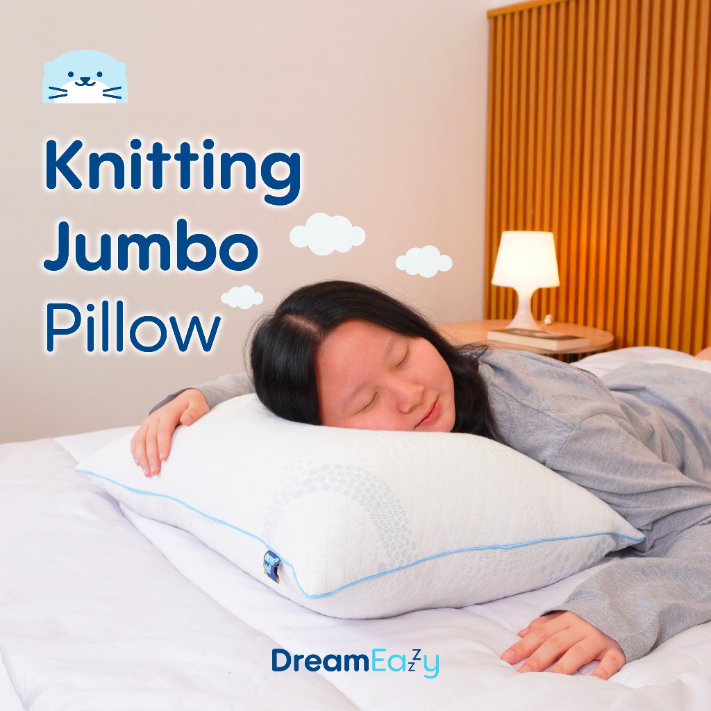 DreamEazy | Bantal Knitting Jumbo Hotel Hollow Silicone Pillow / Bantal Hotel Hollow Silicone