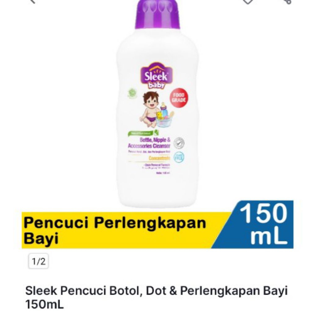 Sleek baby 150 ml / sleek pencuci botol bayi / sleek perlengkapan bayi
