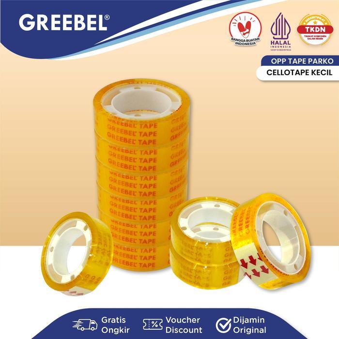 

Selotip GREEBEL / Solasi Kado Bening Kecil GOLDTAPE 12 MM X 12 M (Harga 1 Slop 12 Buahl)