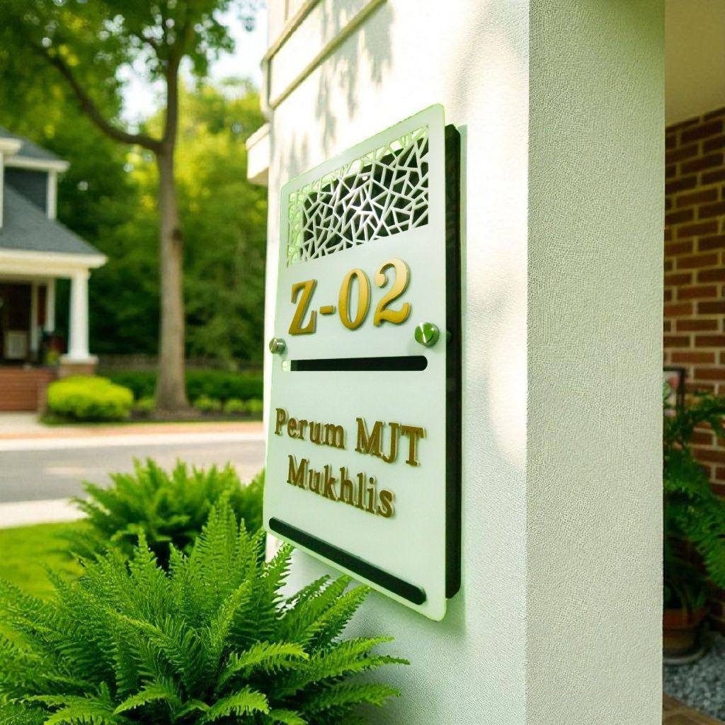 Papan nama akrilik / Nomor Rumah acrylic / alamat rumah akrilik laser cutting motif