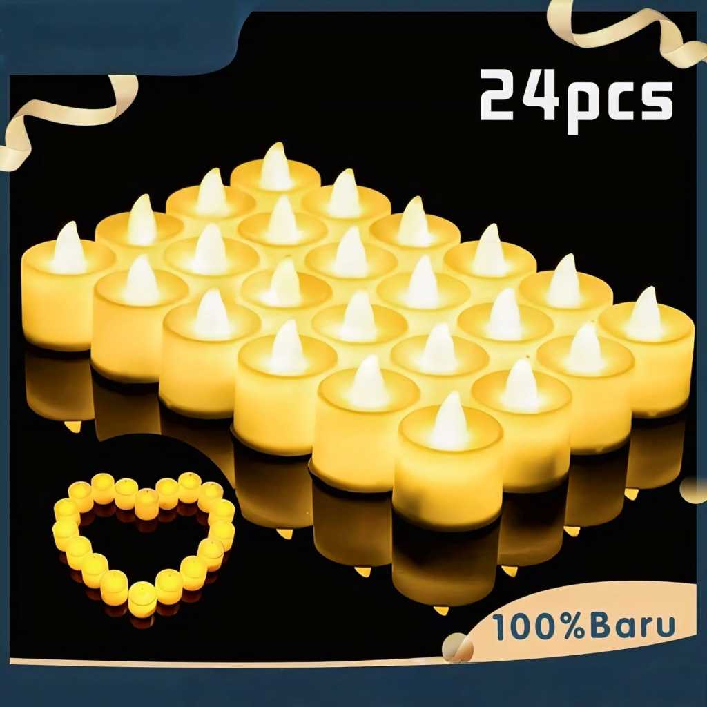 (24 pcs ) Lilin Elektrik/ Lilin Bulat Led/ Lampu Lilin Dekorasi/ Lilin Lampu