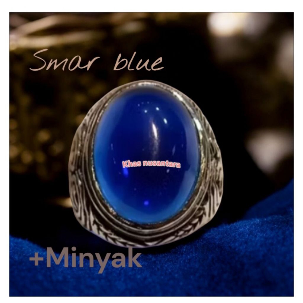 cincin batu blue king safire +paketan Nusantara