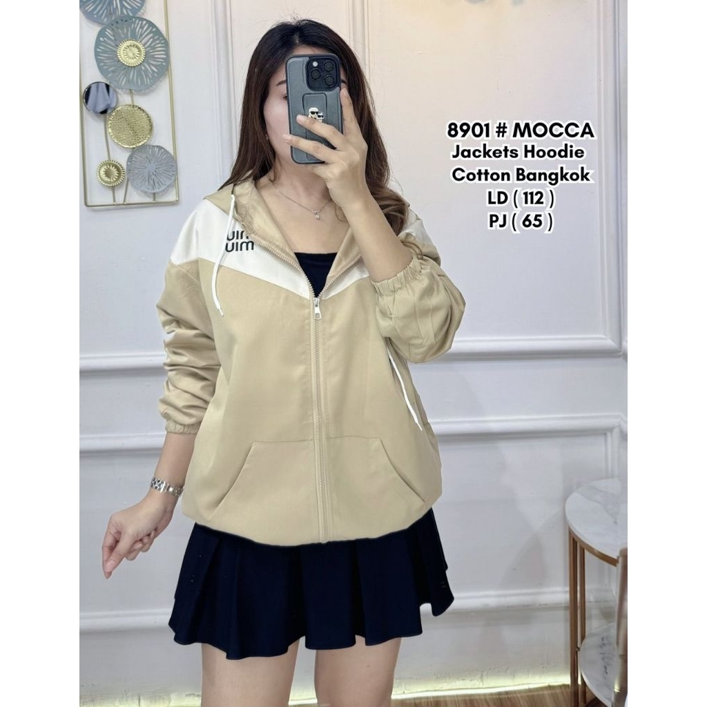 Jacket Hoodie Bahan Suede Kombinasi Allsize