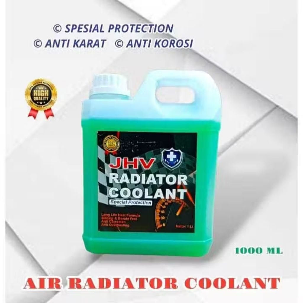 JHV Radiator Coolant 1 Liter warna Hijau, Air radiator 1Liter