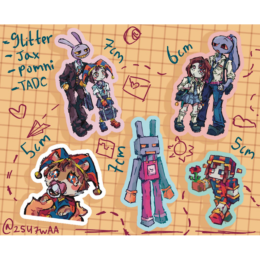 

Jax & pomni // Glitter Die cut sticker // The Amazing Digital Circus // Fanmerch