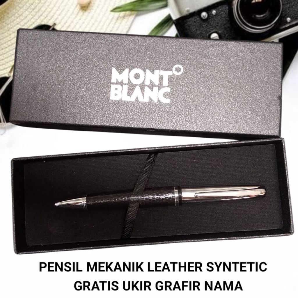 Pensil Mekanik Keren Leather Syntethic Monblanc Gratis Grafir Nama Dan Box Exlusive