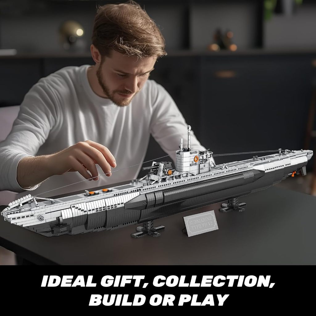 Reobrix U-Boat Submarine Building Set, Military Submarine Model Kit for Adults