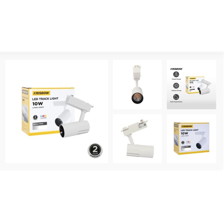 Krisbow Lampu Sorot Led Track Light [10/15/25 Watt] [Putih/Kuning]