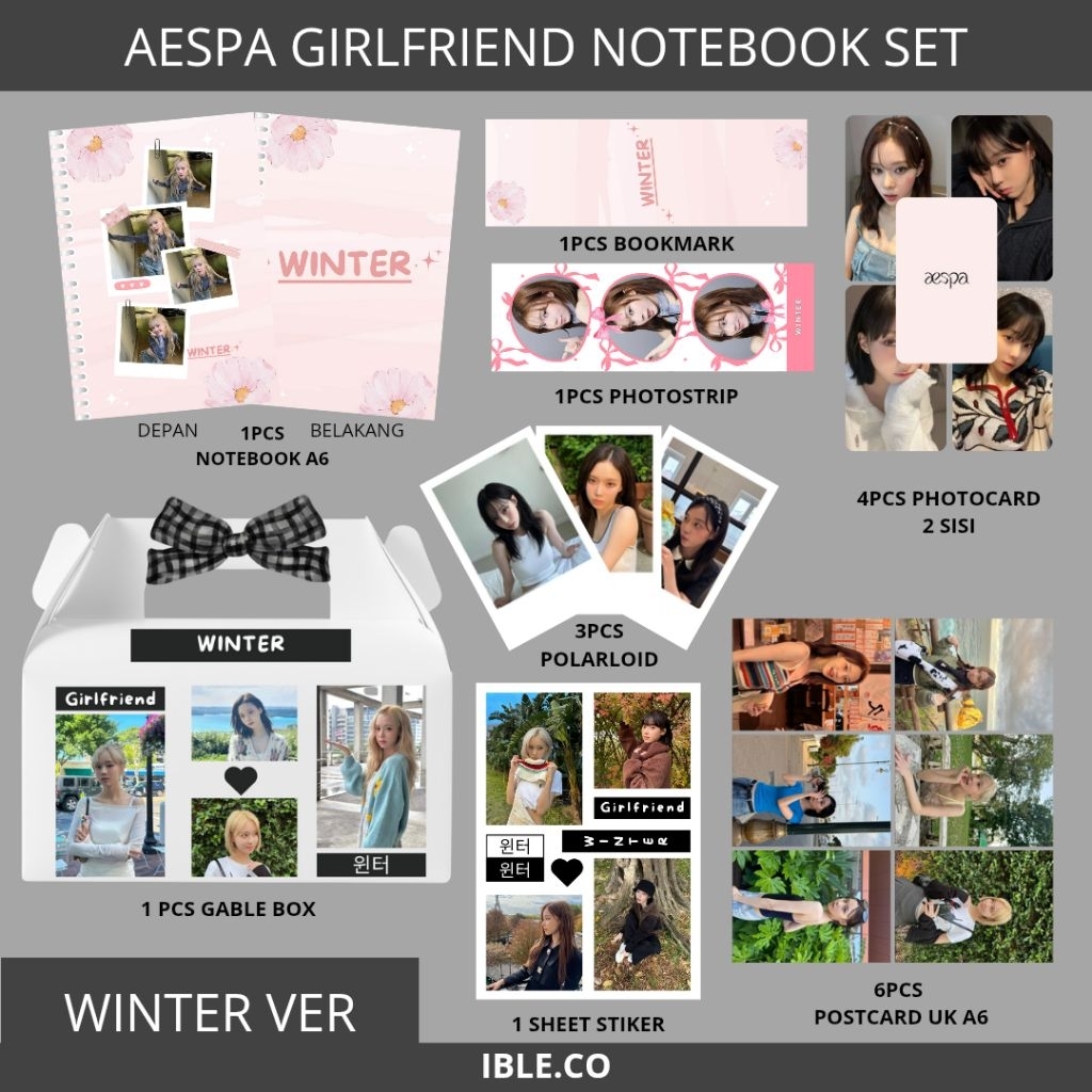 Iblee - Kpop Notebook Set Aespa / Notebook A6 Polos Kpop Aespa / Buku Tulis Mini Kpop Aespa