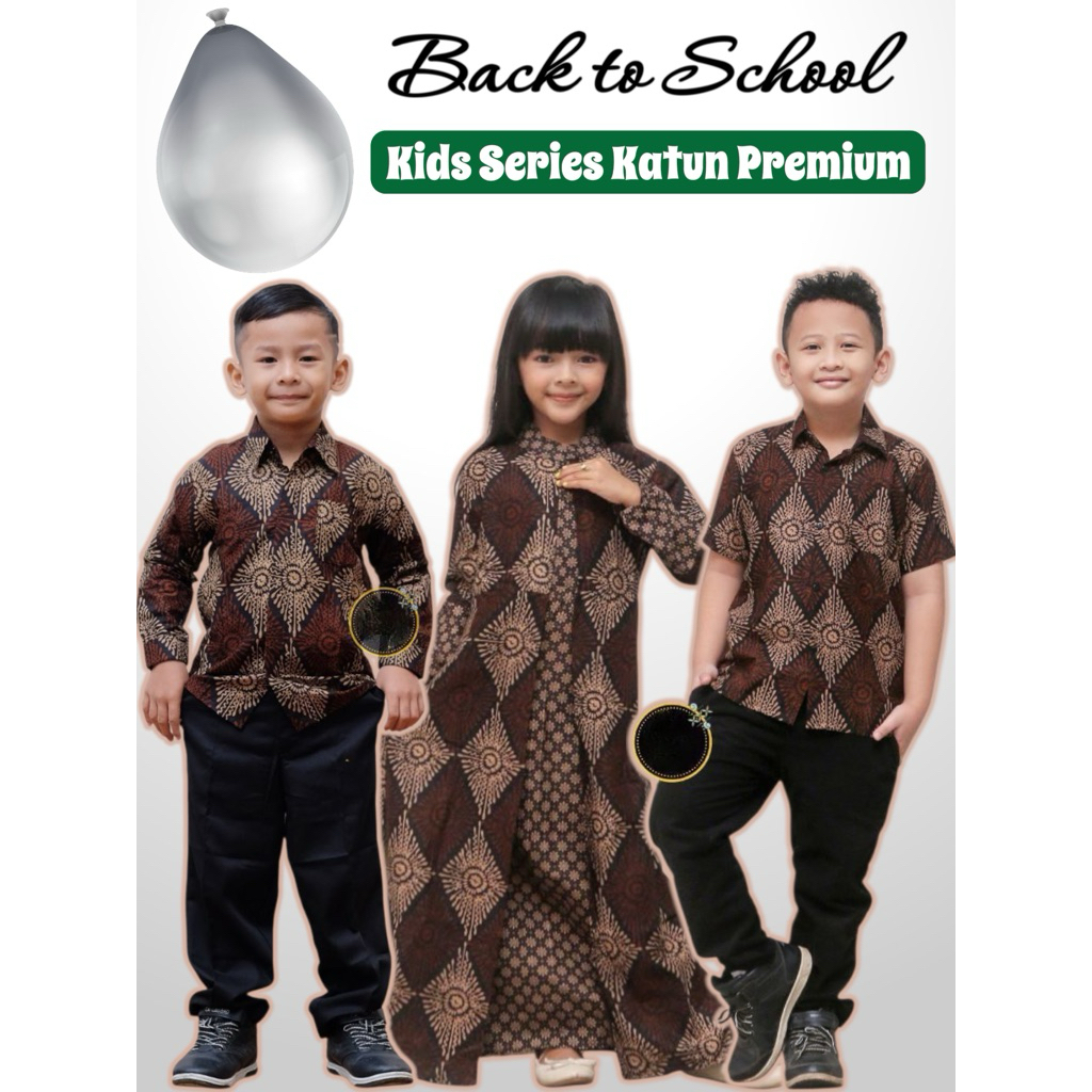 Couple batik anak laki laki dan perempuan/baju batik anak couple cewek cowok /kemeja anak/gamis anak