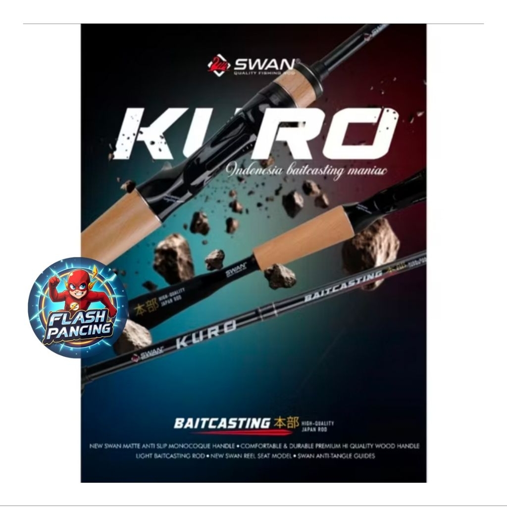 JORAN BC SWAN KURO 602/180CM (12/14LB) - CARBON SOLID MURAH BAITCASTING