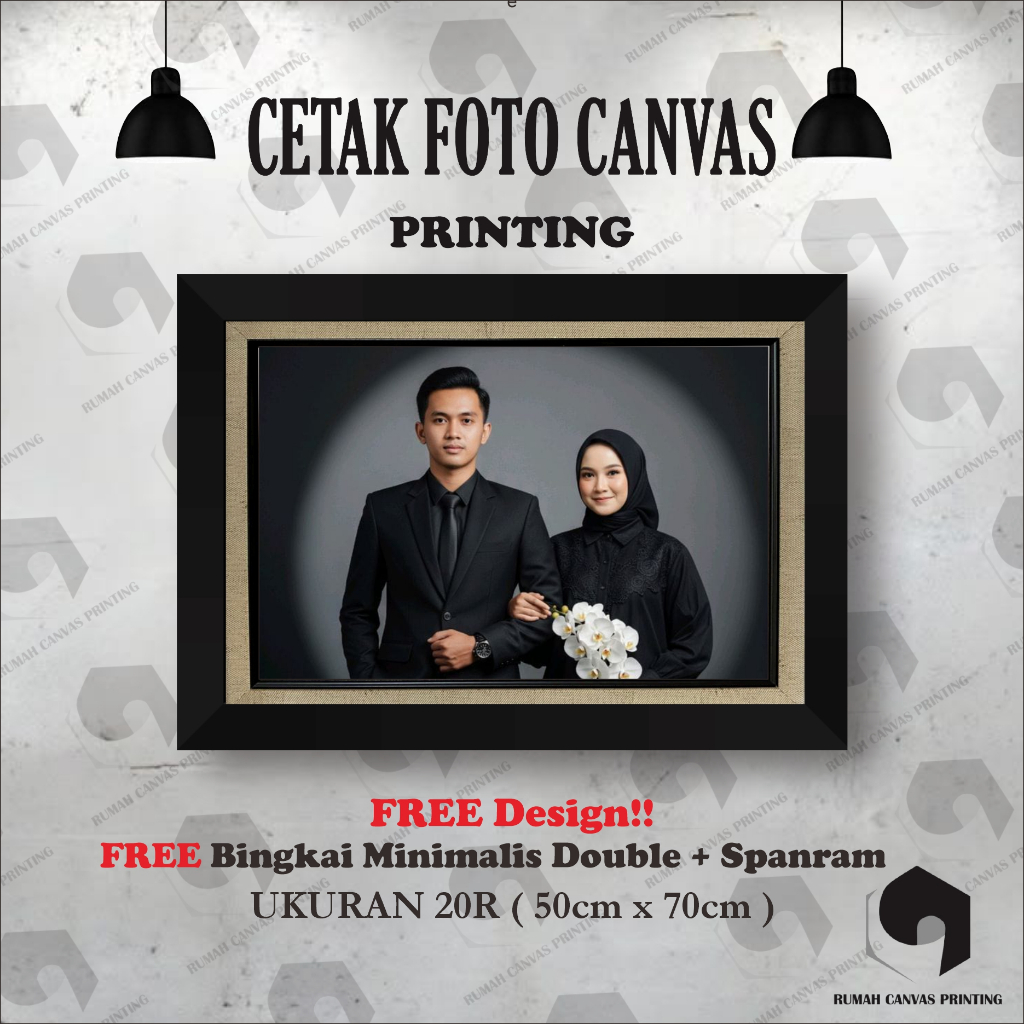 Cetak Foto Kanvas Premium 20R 50x70cm + FRAME MINIMALIS DOUBLE LINEN MEWAH DAN MURAH