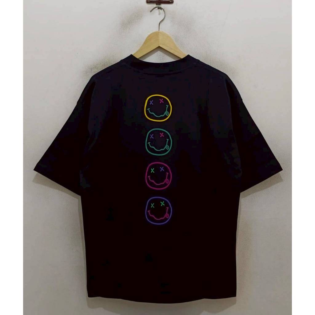 KAOS T-SHIRT OVERSIZE MUSIC NIRVANA TYE DYE BOX LOGO BLACK