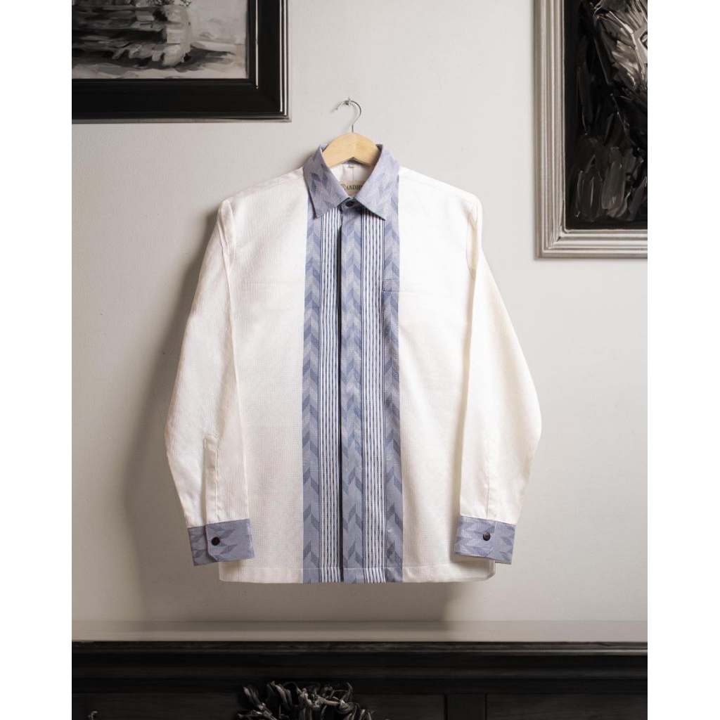 KEMEJA TENUN PRIA LENGAN PANJANG PUTIH TERBARU - ATASAN PRIA LENGAN PANJANG - BAJU TENUN PRIA LENGAN