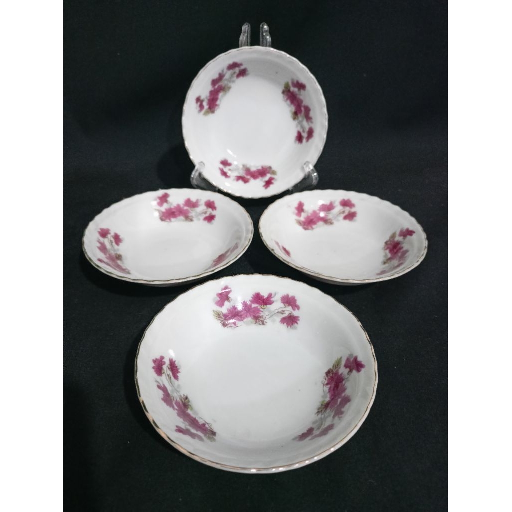 4 Piring saos/ acar lawas bunga Seruni