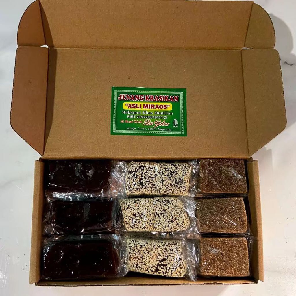 Isi 48 (1000 gram/1kg) Jenang + Krasikan+ Jenang Wijen Asli Miraos Khas Muntilan Magelang