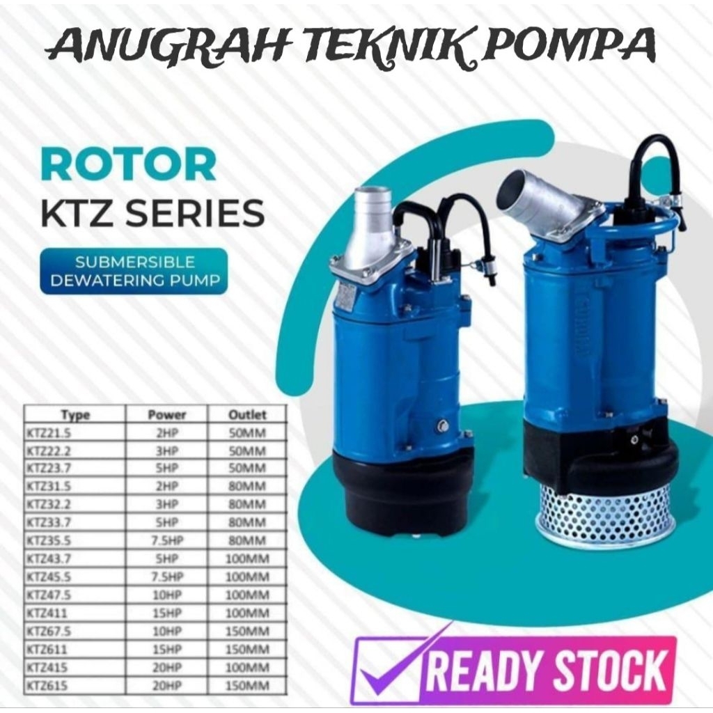 Pompa Celup Air Kotor ROTOR KTZ 23.7 Submersible Pump 5Hp 3Phase 2inch