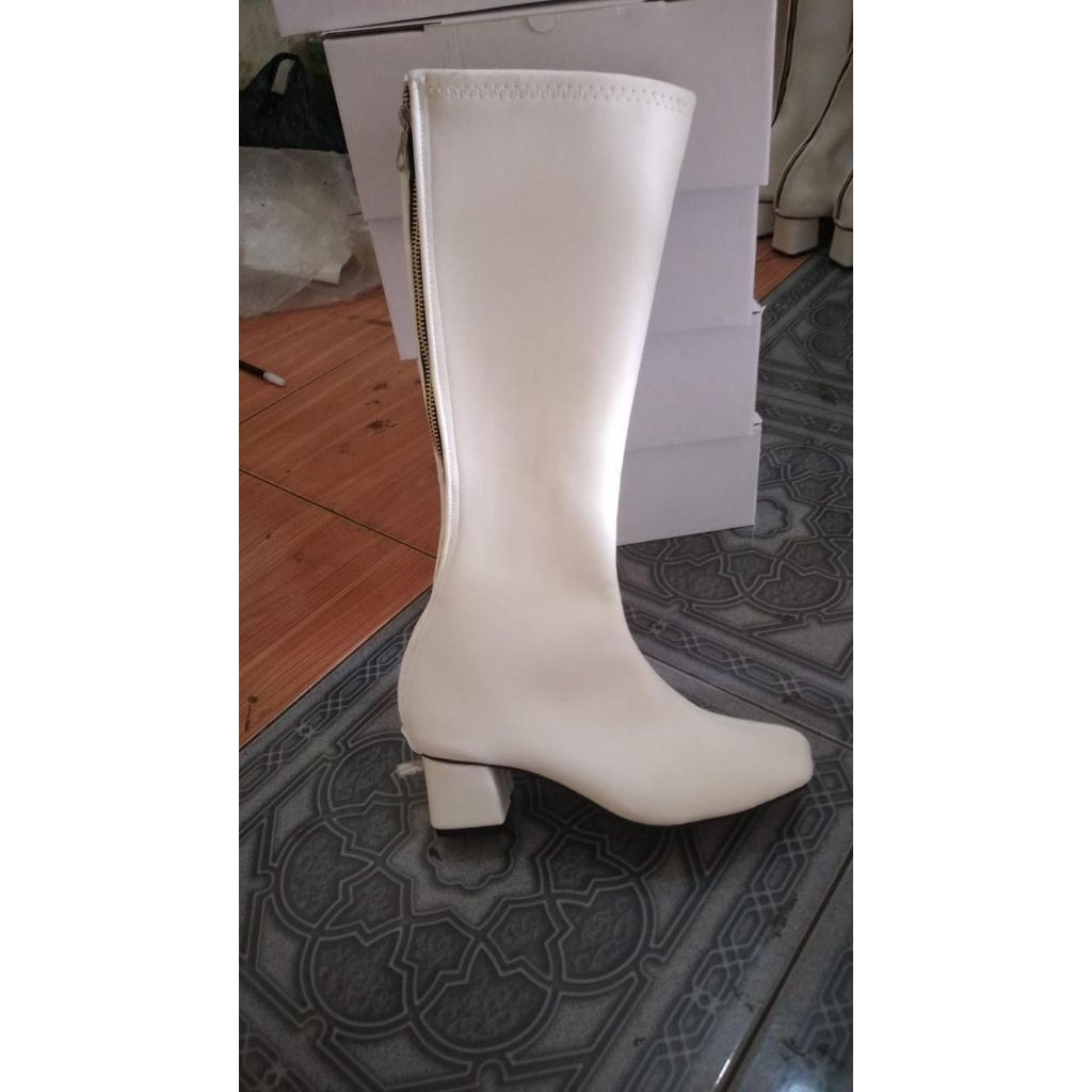 Hot Deals Sepatu Boots Heels Panjang Hak Tau Flat Wanita Fashion Harga Fromo