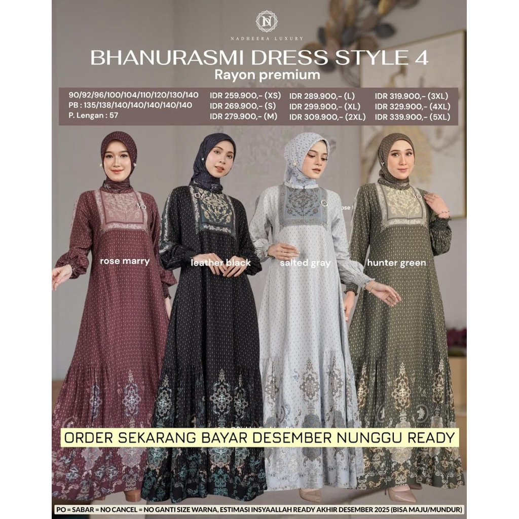 [ NEW COD ] BHANURASMI DRESS STYLE 3 DAN 4 NADHEERA LUXURY GAMIS NADHEERA LUXURY MIDI NADHEERA LUXUR