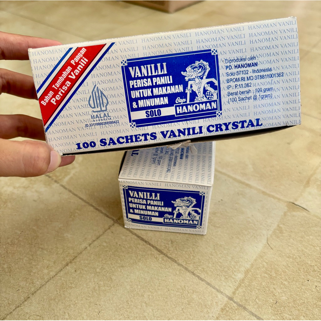 1box 100sachet Vanili Hanoman Perisa Vanili Untuk Makanan dan Minuman