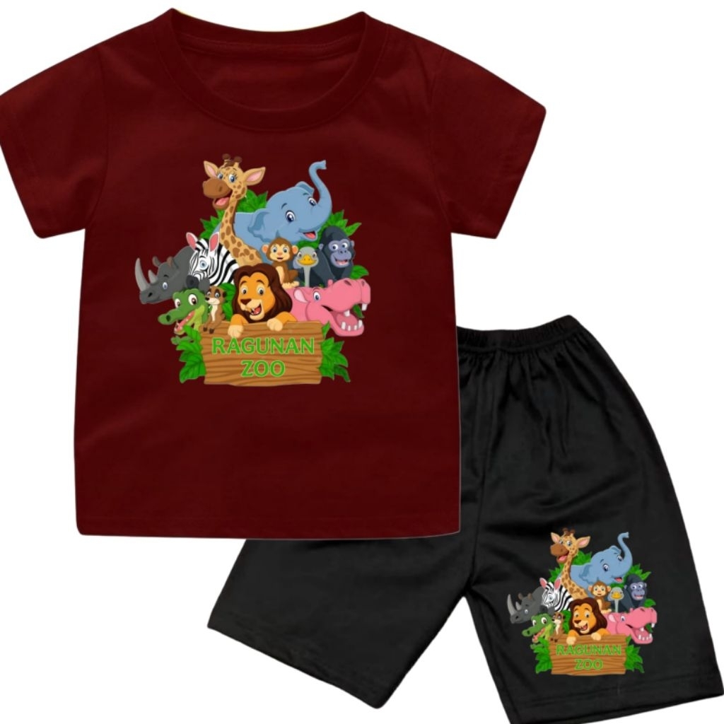 Setelan kaos anak unisex ukuran s sampai 3xl gambar Ragunan zoo