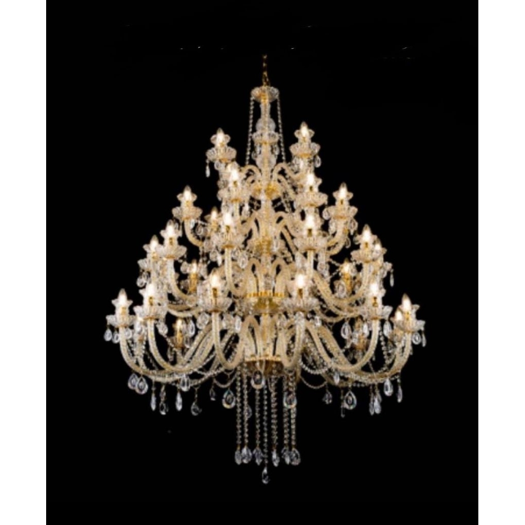 Lampu Gantung Hias Void Kristal Chandelier Klasik Modern 4 Susun 36 Lampu Mewah