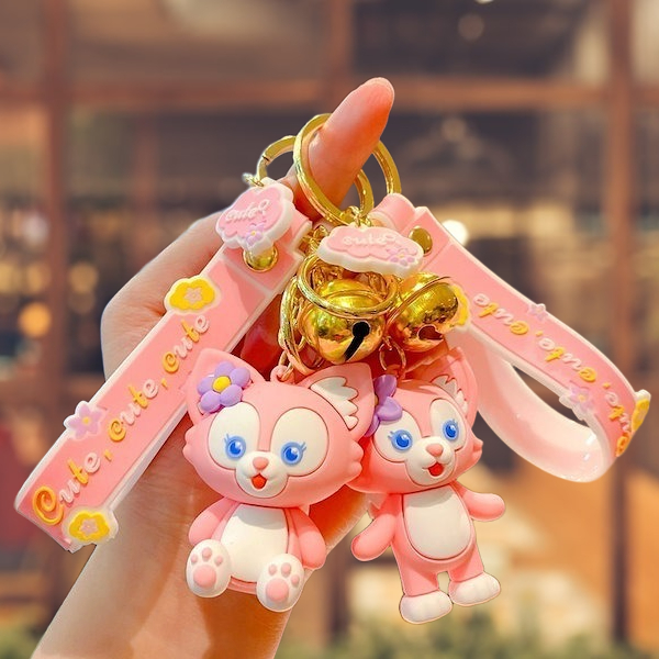Gantungan Kunci Karakter Boneka Linabell Rubah Pink 3D Ganci Tas Lucu