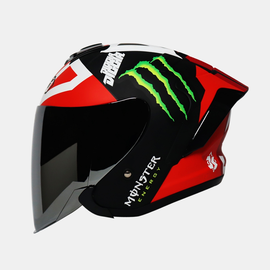 Helm Hall face JS ARMOR Motif Monster Energy /Untuk Pria Wanita/ Helm Dewasa