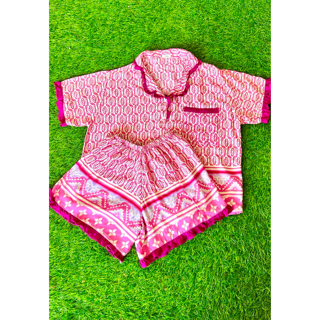 daster oneset rayon premium | ld 120 warna pink | vallen set