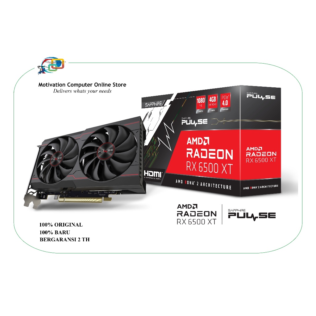 SAPPHIRE RX 6500 XT PULSE OC 4GB GDDR6 2 YR Warranty