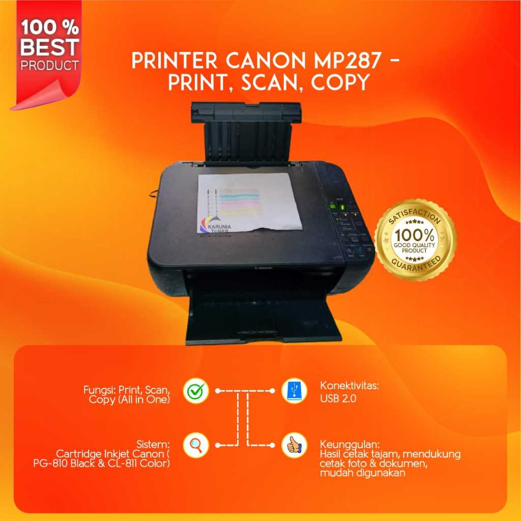 PRINTER CANON MP287 BEKAS SECOND MURAH PRINT SCAN COPY plus packing kayu