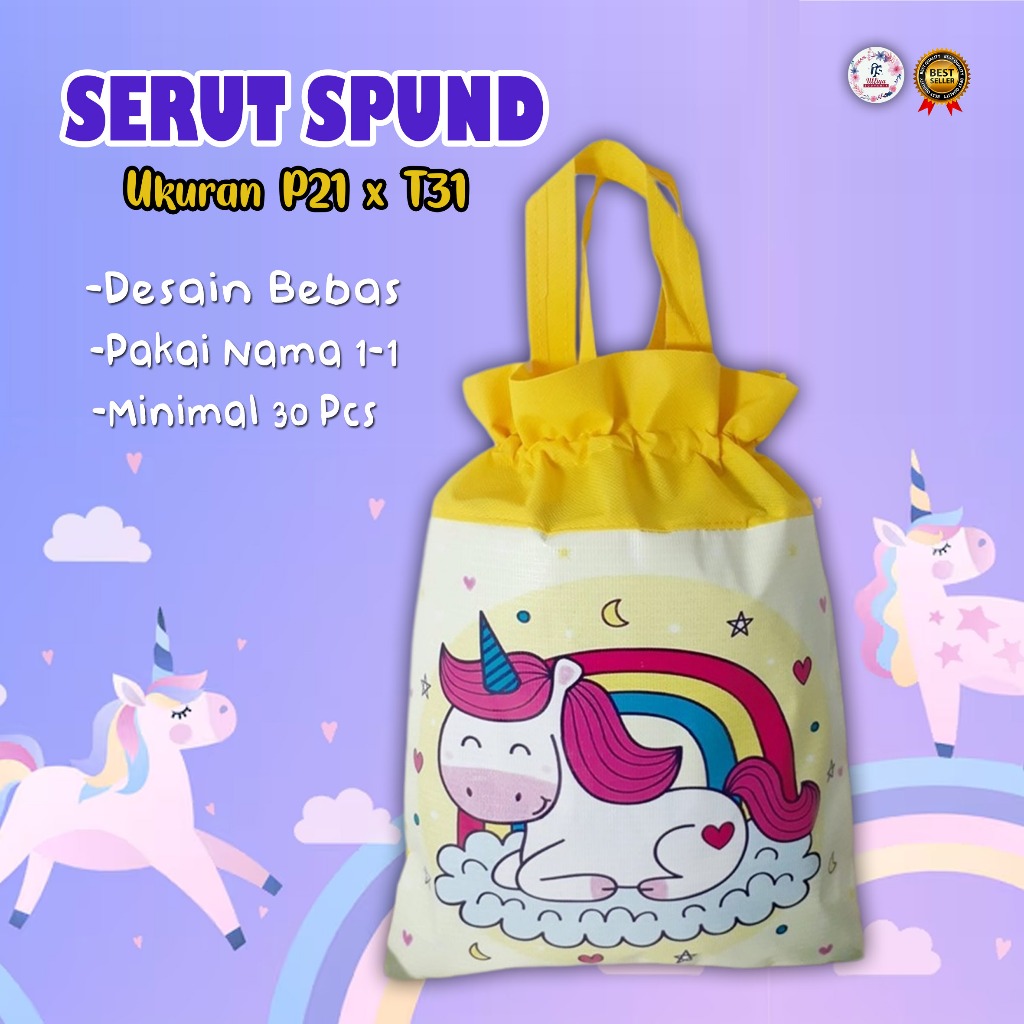 SERUT SPUND Tas Ulang Tahun Anak Custom Tema Unicorn Tempat Snack / Janan Ulang Tahun