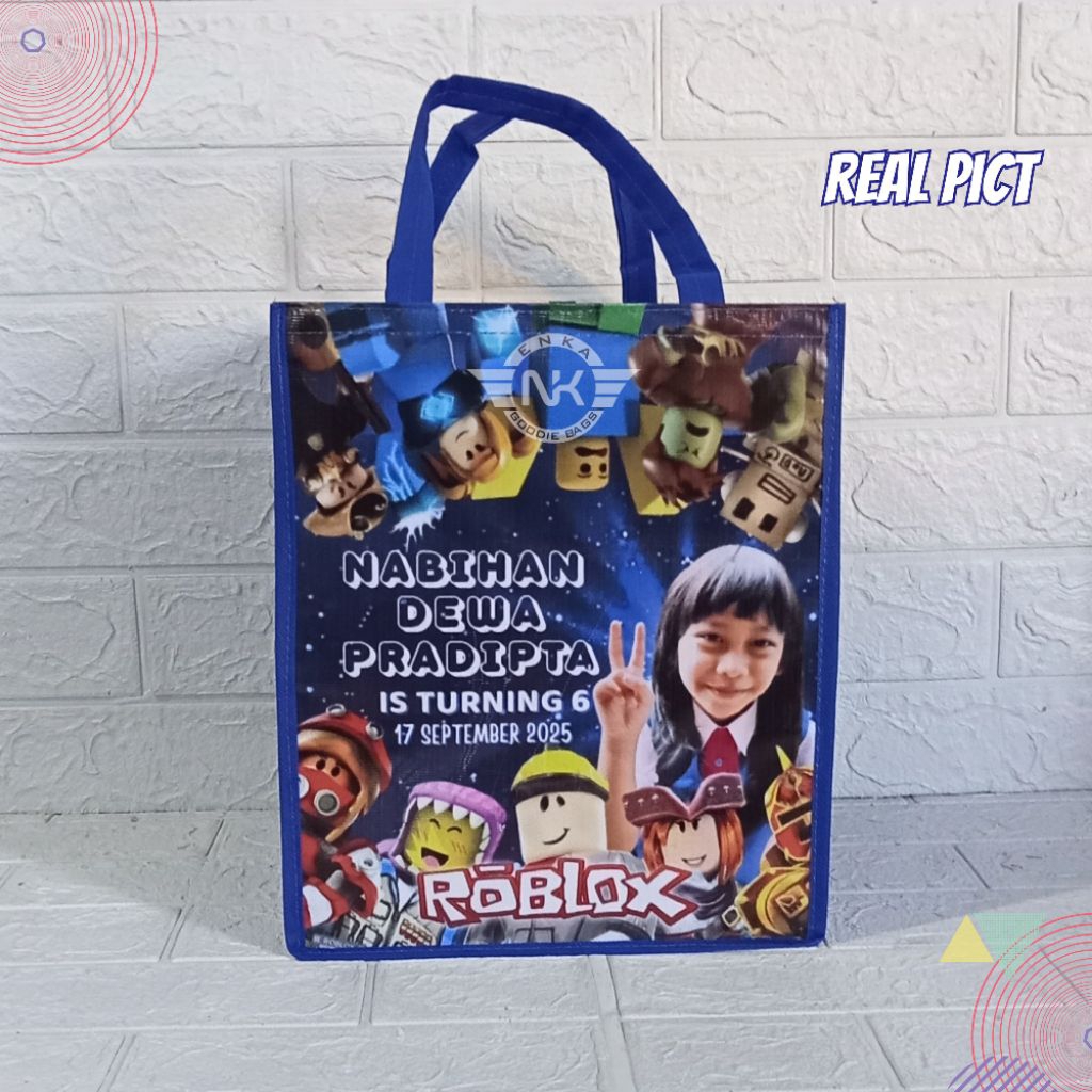 Tas Ultah Custom Ukuran Box Nasi / Goodiebag Custom / Tas Berkat Custom