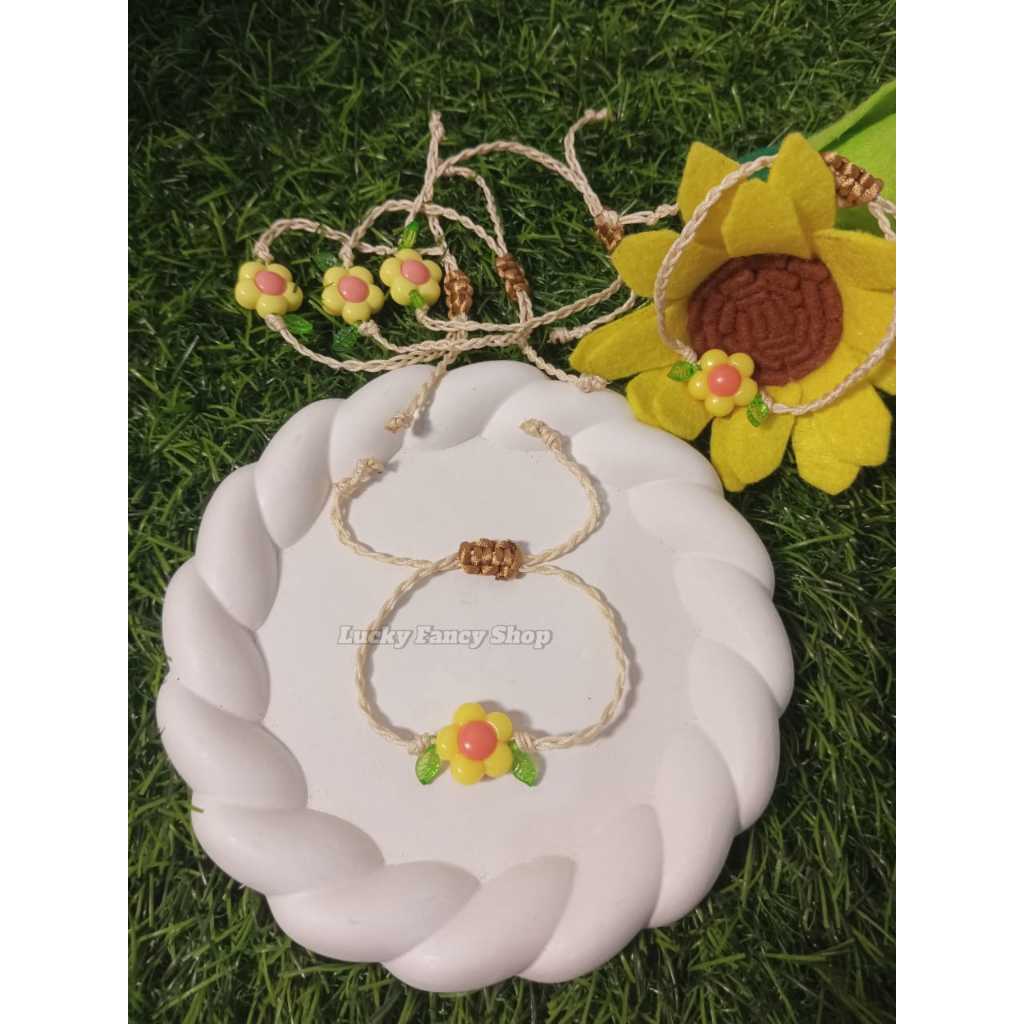 GELANG TALI SERUT KEPANG MANIK BUNGA DAUN CANTIK AKSESORIS COUPLE SIMPLE