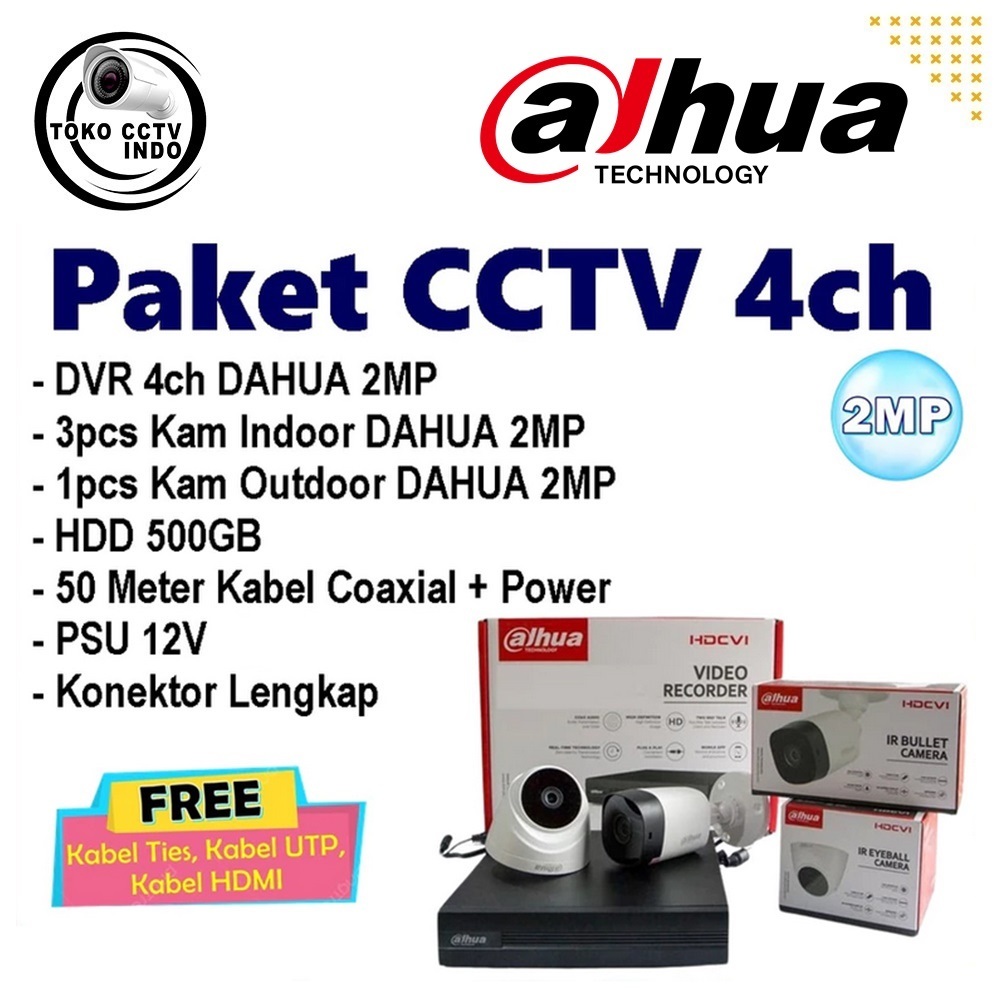 PAKET CCTV 4 KAMERA DAHUA