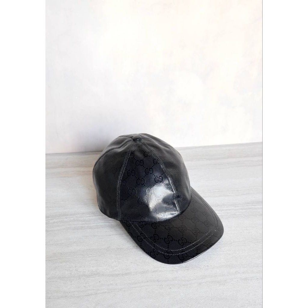 Gucci GG leather baseball cap in black