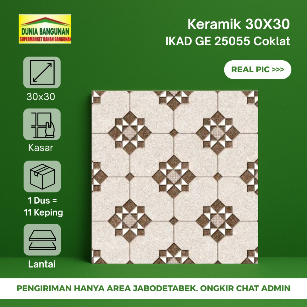 Keramik 30x30 Kasar IKAD KW 1 GE 25055 Cokelat Keramik Lantai / Keramik Dapur / Keramik Kamar Mandi 