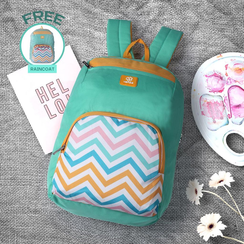 Tas Ransel Punggung Wanita Kualitas PREMIUM Backpack Kerja Kuliah Bepergian FREE RAINCOAT Hijau Tosc