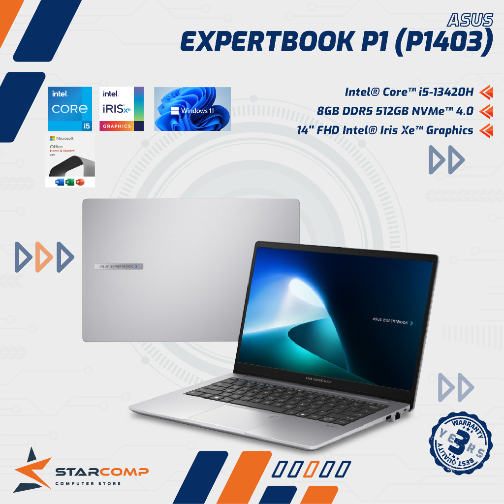 ASUS Expertbook P1403CVA Core i5-13420H 8GB SSD 512GB 14" FHD W11+OHS