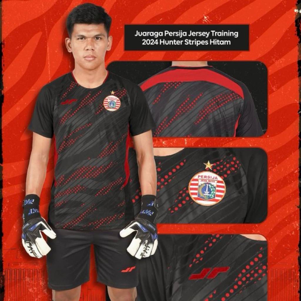 Jersey Persija Jakarta Training 2024 2025 Hunter Stripes Black Original