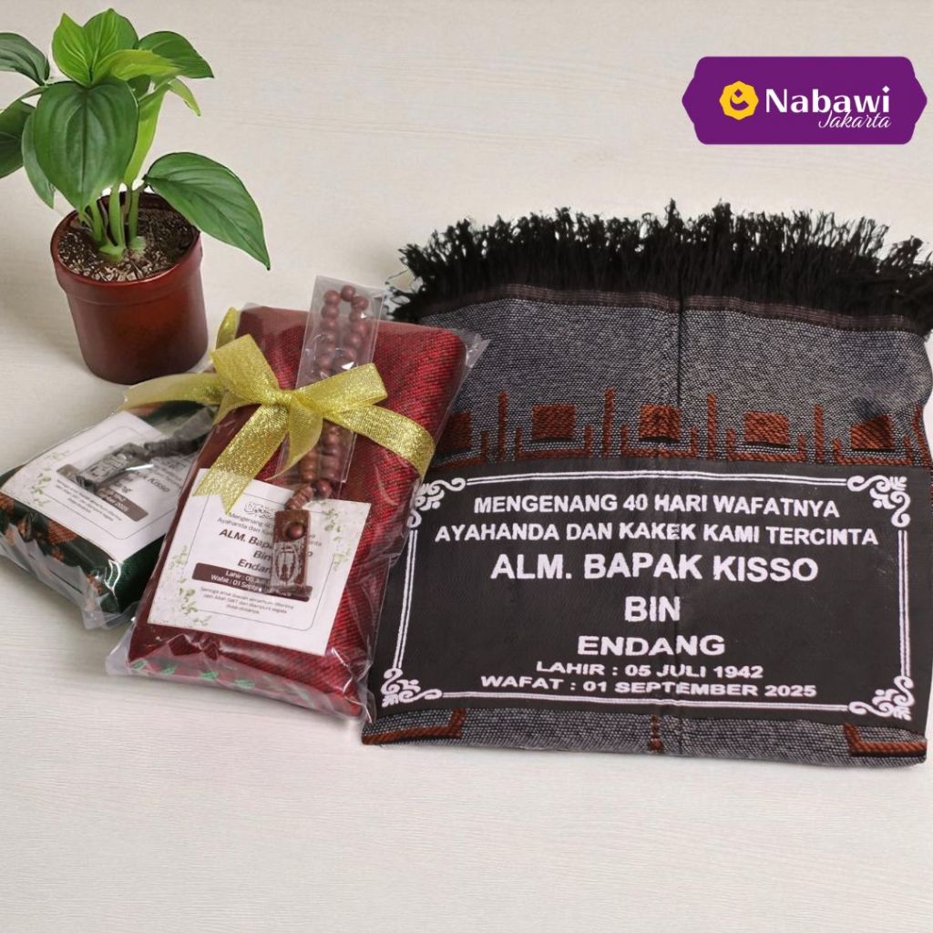 Sajadah Motif Dengan Sablon Nama Percel Souvenir Tahlilan 40 Hari Mengenang 100 Hari Orang Meninggal