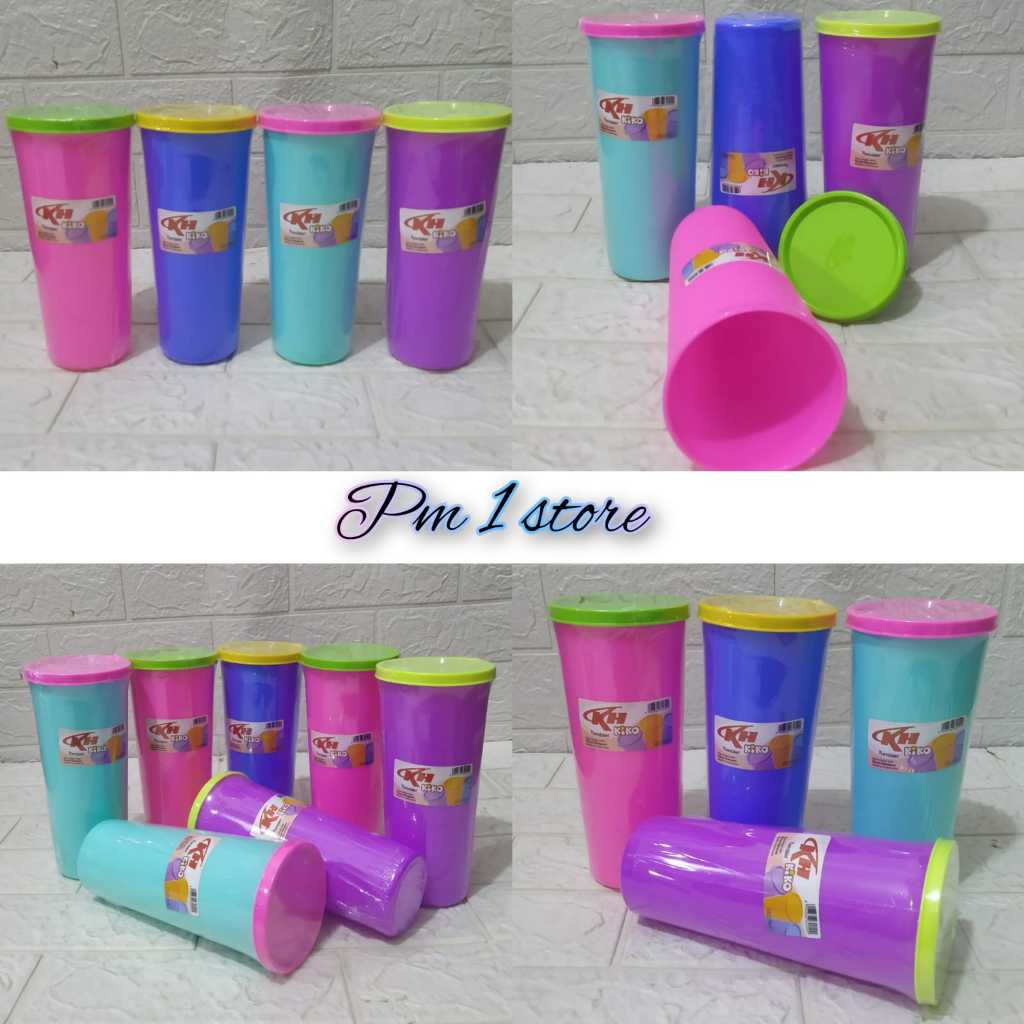 Gelas Minum Plastik Anti Tumpah / Botol Minum Plastik Tutup Polos