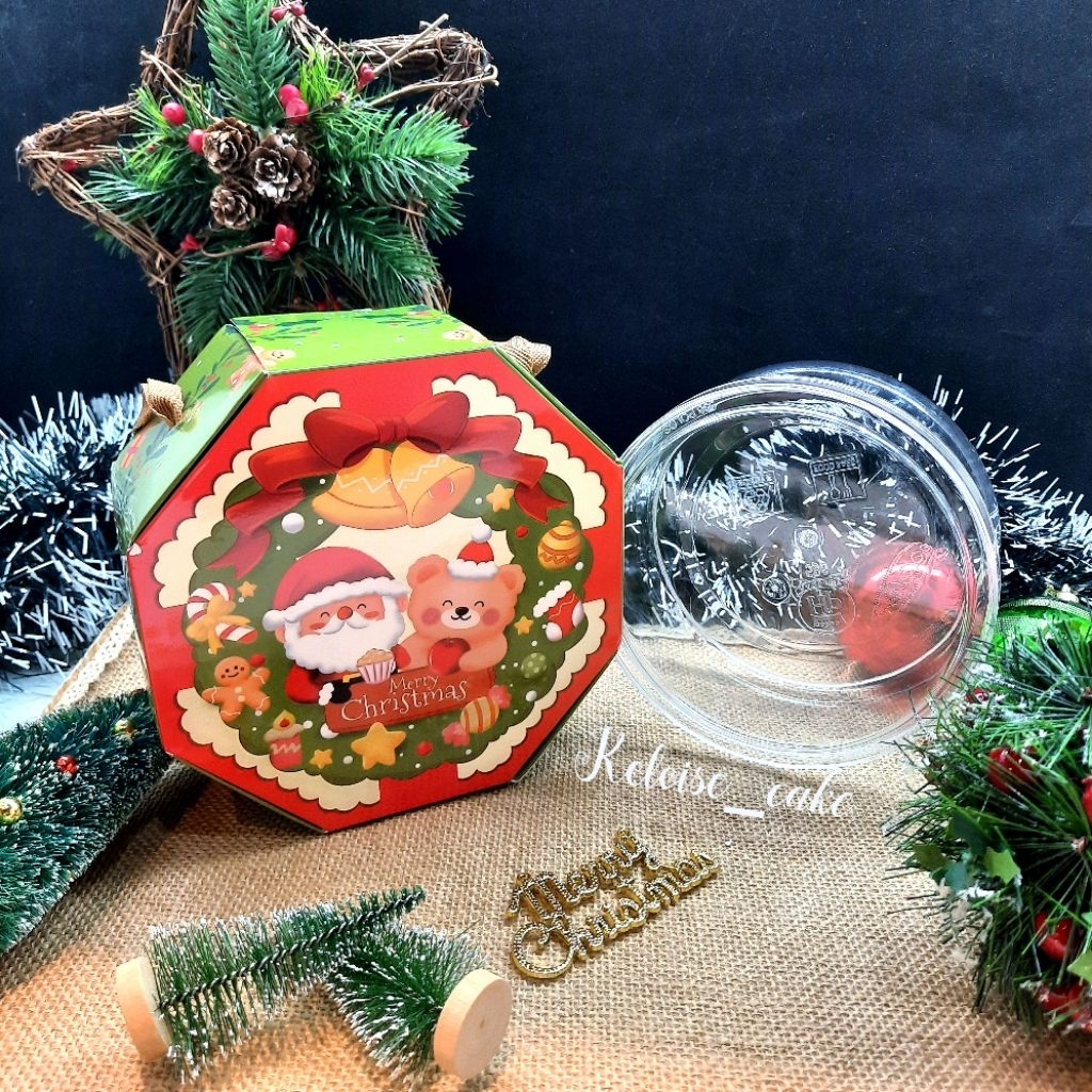(isi 10 box/@ 7.500) BOX/DUS KUE CHRISTMAS/NATAL ISI 1 TOPLES 500  gram