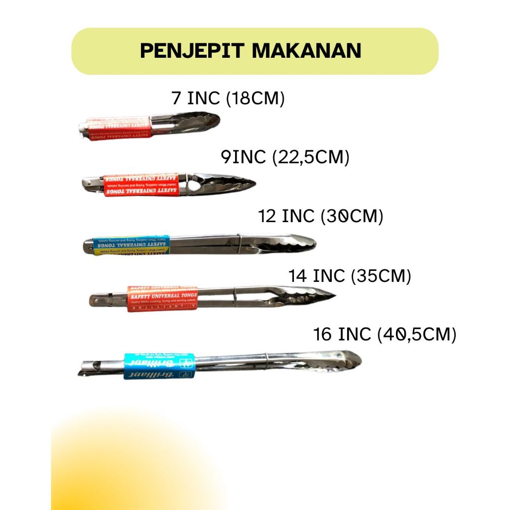 Penjepit Makanan Stainless/Penjepit Gorengan Stainless/Penjepit Kue Stainless/Pencapit Makanan Murah