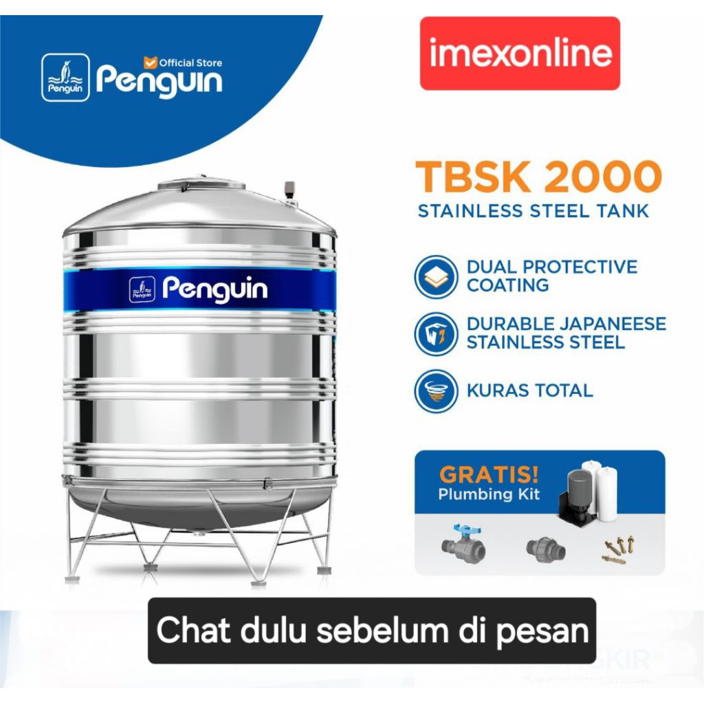 Penguin Toren/Tandon/Tangki Air Stainless TBSK 2000 ( 2000 LITER )