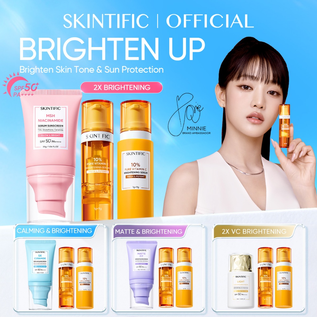 SKINTIFIC - 2PCS VC Brightening + UV Protection Set | 10% Vitamin C Brightening Fresh Serum + Sunscr